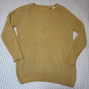Women’s Chenille Mustard Yellow Sweater Medium Listicle Knit Open Back